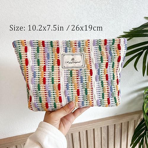 STARDW Flower Cosmetic Bags Makeup Bags for Women and Girls,Travel Makeup Bag Large Capacity Canvas Makeup Bag,Makeup Organizer Bag Zipper Pouch, Embossed pink, Large Capacity Aesthetic Makeup Bags