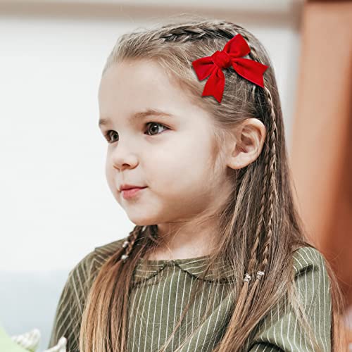 KCHIES Red Velvet Ribbon Bow Hair Clip Valentines Handmade Cute Alligator Barrettes Bowknot Hair Accessory Small for Little Teen Toddler Baby Girls Kids Women Xmas Gift