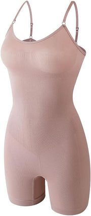 Body Shaper for Women Full Body Shaper, Thigh Slimmer, Hip Up, Waist Compression, Shoulder Adjustable Straps - Cameo Brown