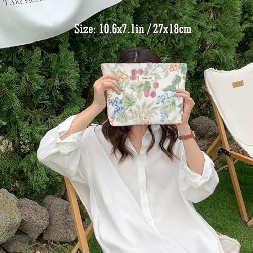 STARDW Flower Cosmetic Bags Makeup Bags for Women and Girls,Travel Makeup Bag Large Capacity Canvas Makeup Bag,Makeup Organizer Bag Zipper Pouch, Embossed pink, Large Capacity Aesthetic Makeup Bags