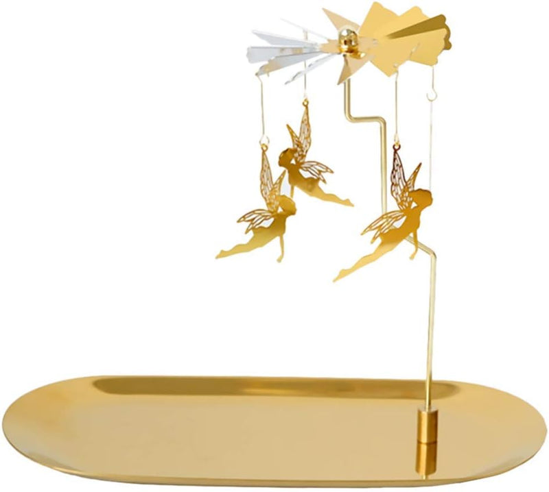 SYOSI Rotary Candle Holder Spinning Candleholder, Fairy Rotating Candle Holder Candle Holder with Tray Table Centerpieces for Wedding Party Diwali Decoration Golden
