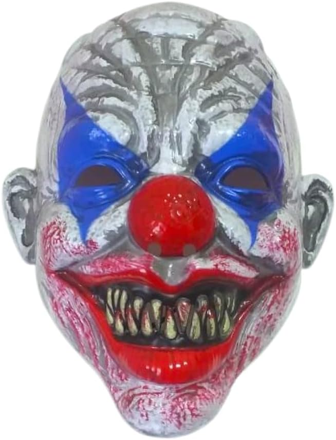 FAM Horror Clown Face Mask for Halloween-Scary Costume for Men & Women-Creepy Full Head Latex Mask- Perfect for Costume Parties, Haunted Houses, and Cosplay