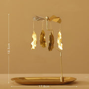 Creahaus Rotating Candle Holder with Tray, Gold Candle Spining Metal Holder for Christmas, Valentine's Day, Party Table Decor, Gift (Gold Carousel)