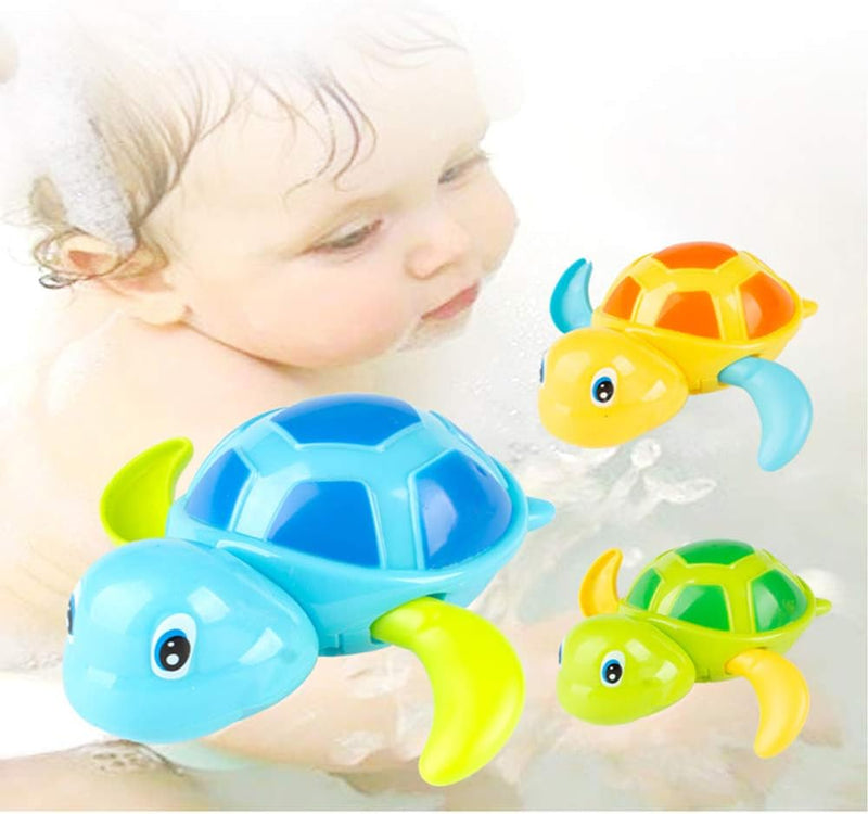 NIWWIN Classic Baby Bath Toy Clock Movement Turtle for Toddlers Boys Girls Wind Up Water Toy Swimming Turtle Summer Pool Bath Float Toy