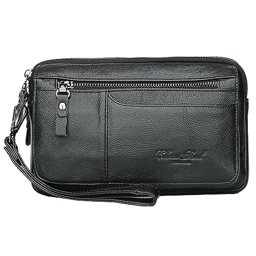 Leather Clutch Purse Wallet Men Wrist Bag