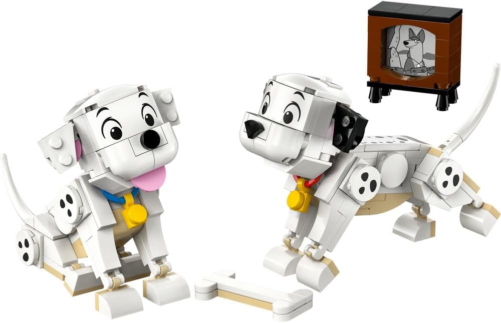 Disney Lucky & Penny 101 Dalmatians Puppies 43271 Play & Display Animal Figures, Movable Heads, Legs & Tails, Building Toy, Gift for 6+ Year Old Girls & Boys, 268 Pieces