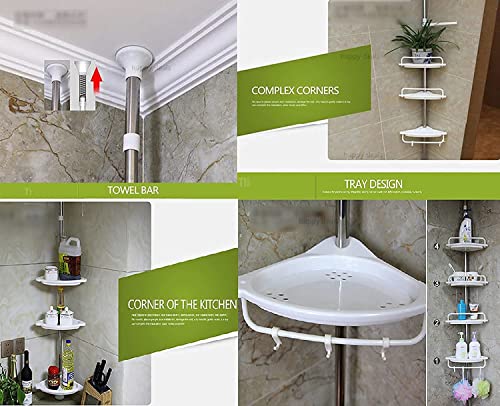 Shower Shelves Rack,4-Tier Bathroom Height Adjustable Telescopic Shower Shelf Shower Corner Rack for Shampoo Soap Tower, Iron (1)