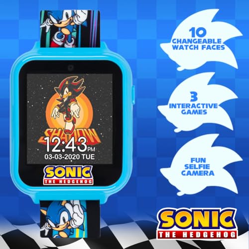 Accutime SNC4141AZ SEGA Sonic The Hedgehog Digital Smartwatch for Kids, 40 mm Diameter, Blue