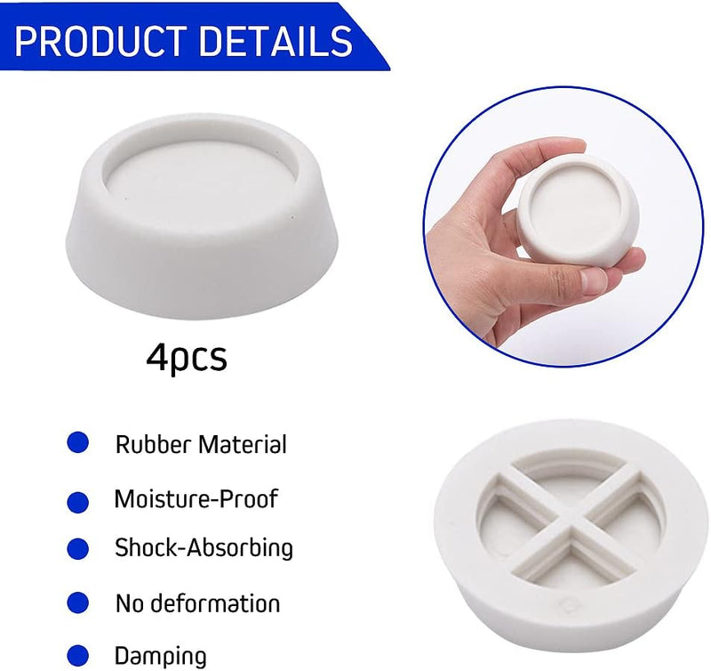 VooGenzek 4 PCS Universal Washing Machine Anti-Vibration Feet Pads, Dryer Anti-Vibration Feet Pads, Shock Absorbing Washer Rubber Feet Pad, for Dryer, Refrigerator, Table Chair, Treadmill