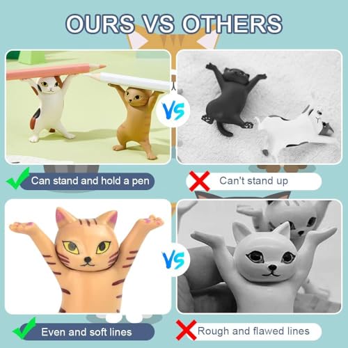 YHRY Cute Gifts - Enchanting Cat Pen Holder - Kawaii Cat Gifts for Cat Lovers - Office Desk Accessories - Room Decor (5 Cats Set)