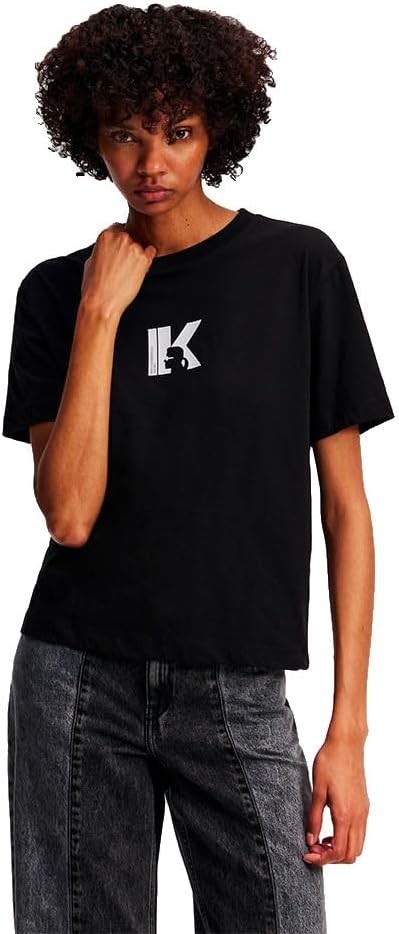 Women Karl Lagerfeld Jeans Reg Ss Klogo Tee T-shirt (pack of 1) - black
