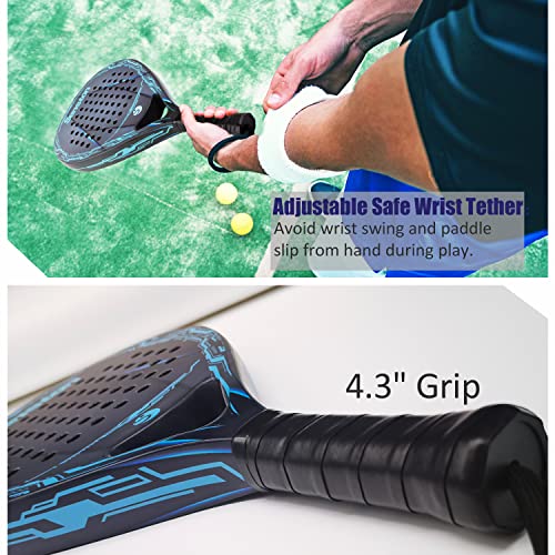 Senston Paddle Tennis Racquets Carbon-Fiber Surface with EVA Memory Flex-Foam Core -Paddle/Beach Tennis Racket with Carry Bag and Balls for Pop Tennis Beach Tennis
