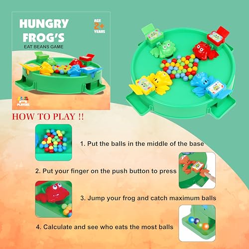 Toyzone Frog Eat Beans Game-4 Players-61038 | Eat The Beans | Hungry Frog Game for Kids | Multiplayer Games | Game for Players | Board Game