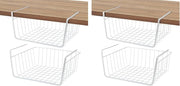 1Pcs Kitchen Under Shelf Storage Basket Large Lightweight Metal Organizer Rack 40 X 26 X 14 cm (White) - Pack of 2
