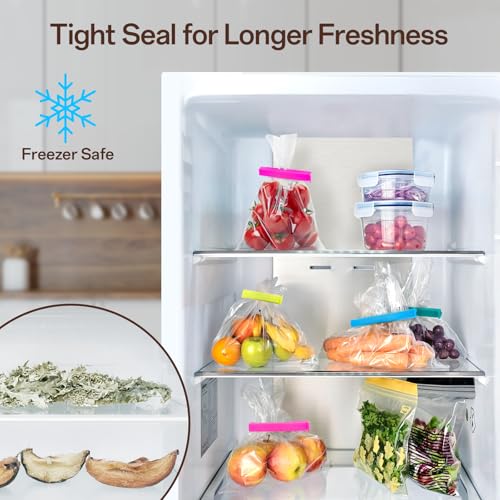 WISYOK Food Clips 40pcs, Bag Clips for Food Storage Plastic, Freezer Bag Clip, 4 Sizes and 4 Colors, Resuable Kitchen Sealing Clip Stay Fresh Longer for Snack, Sandwich, Bread