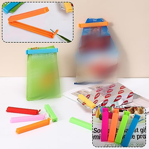 BDSHUNBF 16 Pcs Bag Clips for Food Storage, Food Bag Sealing Clips, Food Bag Clips Colorful, Reusable Plastic Food Clips, for Keeping Food Fresh, Sealing Packets, Freezer Bags(4 Sizes)
