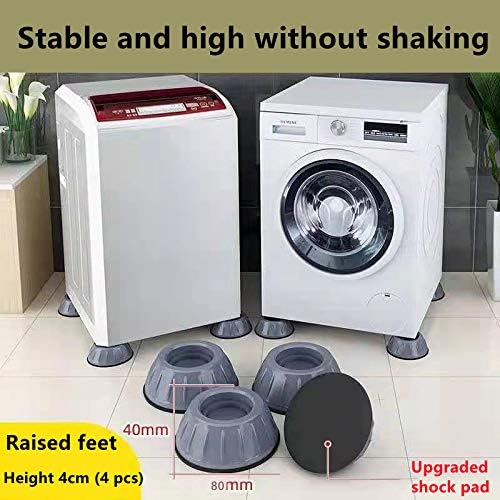 YOYOPIN Anti-Vibration pad for Washing machine-4-piece Set of stabilizer for Washing Machine-Noise Reduction Washing Machine Base-Universal Anti-Slip Design for Pulsator/Drum (Dark Gray)