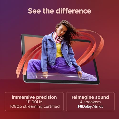 Lenovo Tab M11 11" FHD WUXGA Anti fingerprint 90Hz Display with MediaTek Helio G88 2GHz processor, 8GB RAM, 128GB Storage expandable, Folio + Pen included, Android 13, Luna Grey [ZADA0351AE]
