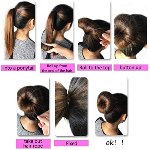 MAKINGTEC 3 Pcs Magic Roll Tool Hair Ring Diy Hair Foam Ring Shaper Snap Hair Donut Bun Hair Accessories, Long Buckle Nylon Hair Ring Magic Hair Styling Tool for Women Ponytail Holder (3 Multicolor)