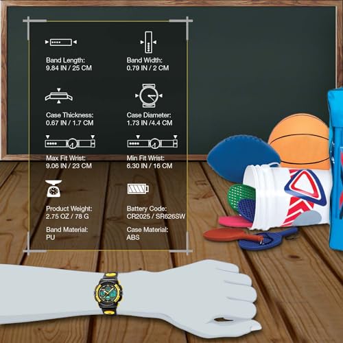 Kids Watch, Unisex Kids Watch for 3-15 Year Old Boys, Digital Sport Outdoor Multifunctional Chronograph LED 50 M Waterproof Alarm Calendar Analog Watch with Luminous for Children, Kids Gift (Yellow)
