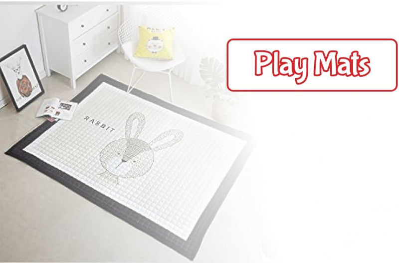 Junior Kingdom Rabbit Baby Playmat (145x195cm) - Soft Cotton Baby Crawling Mat with Rabbit Design for Tummy Time, Ideal for Infants, Kids, Birthdays & Cotton Blanket Use Toddler Floor Mat
