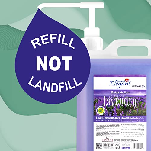 Elegant Hand Wash Liquid Refill - 5 Liter - Lovely LAVENDER - Effective Germ Protection – Liquid Hand Wash provides Gentle And Effective Care – Fragrant And Soft