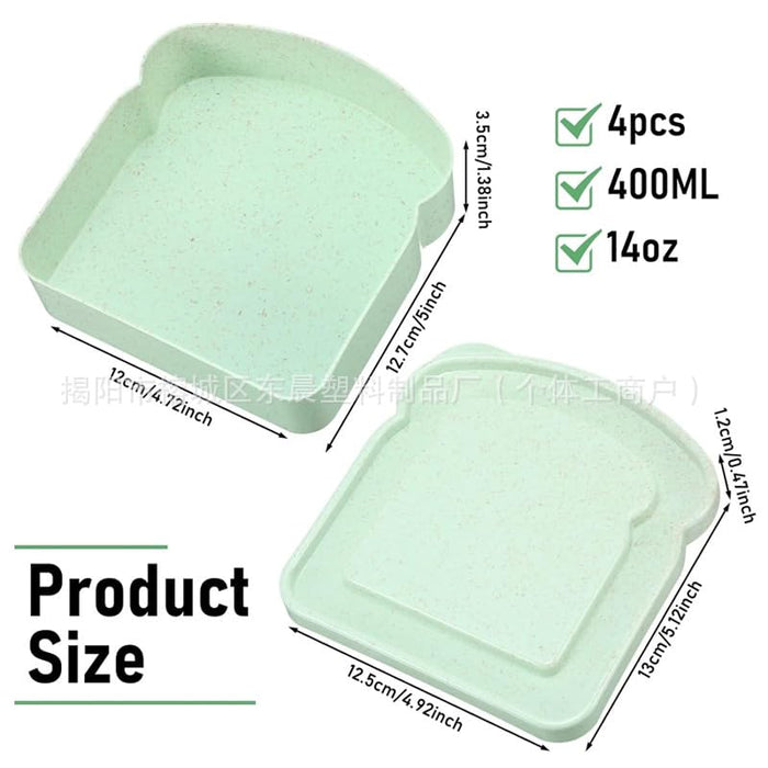 Bread Box Portable Toast Sandwich Box Meal Container Toast Shape Microwaveable Dishwasher Dishwasher Freezer Stores Bread Sandwiches Food Fruit (Pink)
