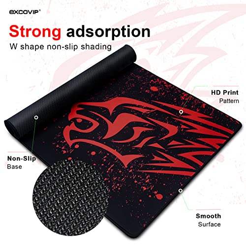 EXCOVIP Extended Large Gaming Mouse Pad XXL (900 x 400mm) Non-Slip Rubber Base Mouse pad Mice Smooth Cloth Surface Keyboard Mouse Pads for Computers Red Leopard 14674