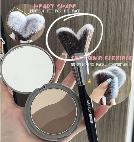 Excefore Concealer Brush, Foundation Contour Concealer Brush, Heart-Shaped Makeup Brush, Kabuki Brush Under Eye Nose Contour, for Concealing Blending Setting Buffing Powder Cosmetic Foundation brush