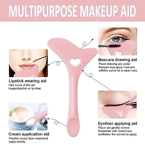 VELEGO Mascara Shield Applicator Guard Pads + Eyeliner Stencils Makeup Aid Tool, 3 in 1 Eyelash, Eyeshadow, Eyeliner Applicator Guide Tool for Makeup, Easy to Use, Suitable for Beginners