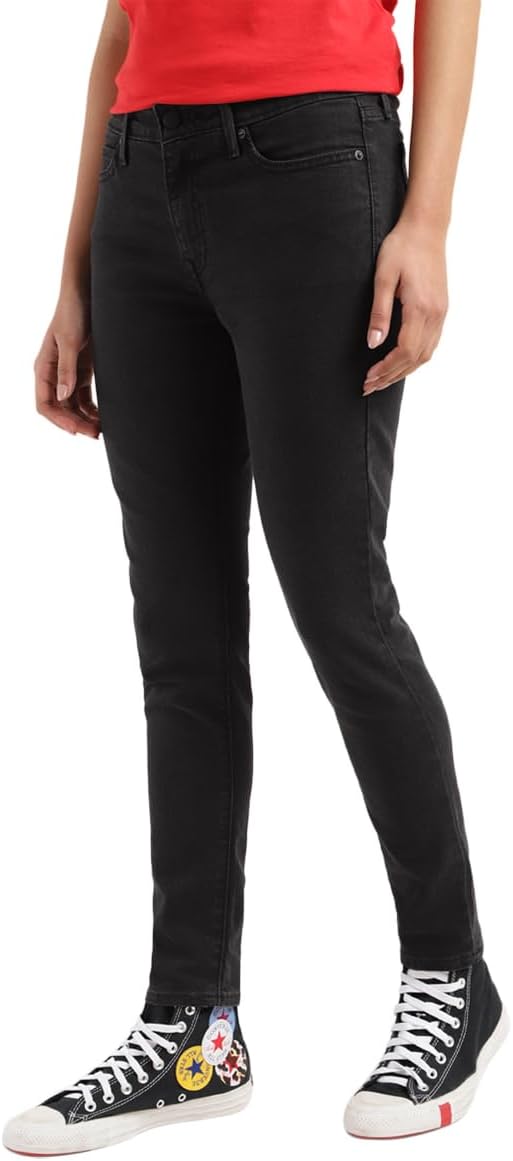 Levi's A7090-0001 Women's Mid Rise 711 Skinny Jeans, Ebony Black Size 26W/28L