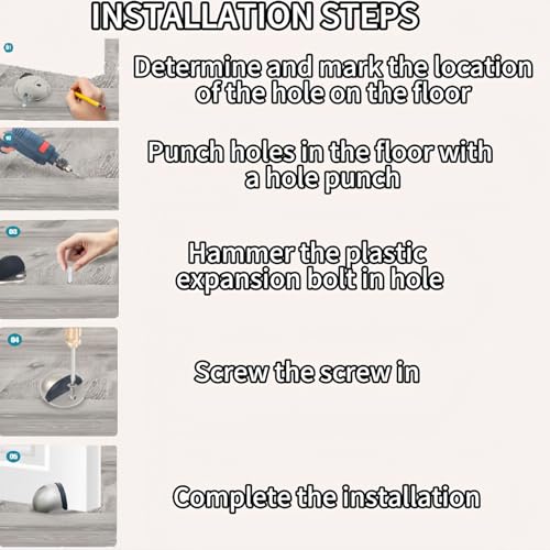 WMYDYFDC Floor Door Stopper, 4 Pcs Single Hole Stainless Steel Door Stopper with Rubber Safety Floor Mounted Doorstop with Hardware Screws, Heavy Duty Home Commercial Floor Door Stop