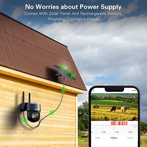 Xega 4G LTE Cellular Security Camera Solar with SIM Card,Wireless Outdoor No WiFi Security Camera,2K HD PTZ Night Vision Motion Detection 2 Way Talk TF&Cloud Storage, Support Etisalat and DU Operator