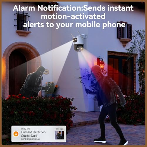 Imou 5K Outdoor Camera Wireless Outdoor Cameras, Dual-Lens Cam Outdoor Monitor, Camera for Home, Security Cameras Outdoor, Wireless Camera, 3MP Fixed Lens& 5MP PT, Cruiser Dual 8MP, Works with Alexa