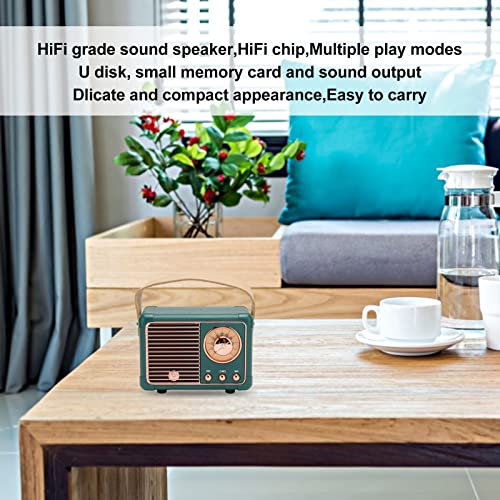 Retro Bluetooth Speaker, Mini Wireless Bluetooth Speaker, Portable Vintage Speaker with 360° Surround Stereo Sound, Support USB/TF Card/AUX, Cute Old Fashion Style Speaker for Home Outdoor, Green (#5)