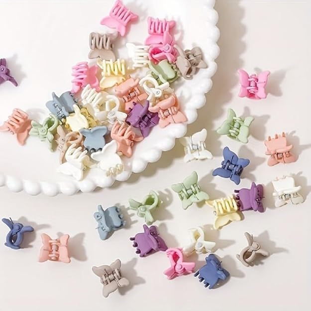 100 Pcs - Butterfly Small Hair Clips for Baby, Super Glossy Mini Hair clips For Kid's Girls, Tiny Clips For Baby, Hair accessories For Girls