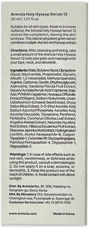 Hyssop Glow Serum, 10% Niacinamide, 12% Vitamin A,C,E - Hydrating, Moisturizing, Anti-Aging Serum for Korean Glass Skin