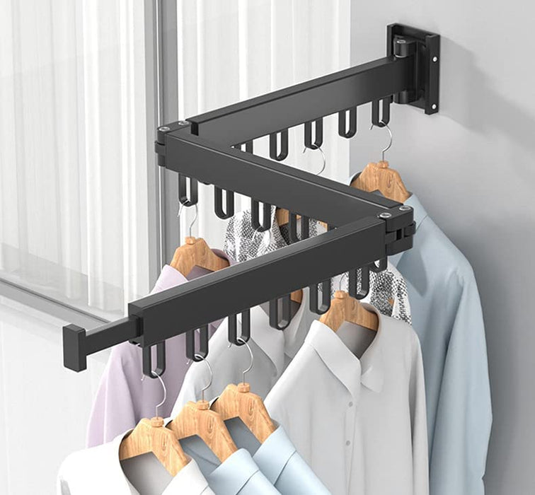 SKYISOK Foldable Clothes Hanger Wall Mount Retractable Cloth Drying Rack Indoor Outdoor Aluminum Home Laundry Clothesline Space Saving