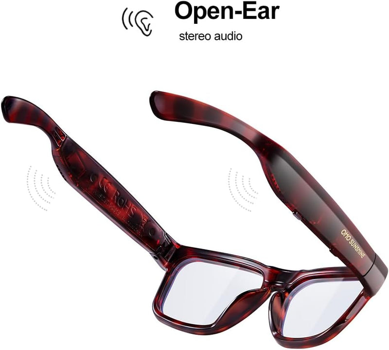 OhO sunshine OhO Bluetooth Sunglasses,Voice Control and Open Ear Style Smart Glasses Listen Music and Calls with Volume UP and Down,Bluetooth 5.0 Audio Glasses and IP44 Waterproof, unisex-adult