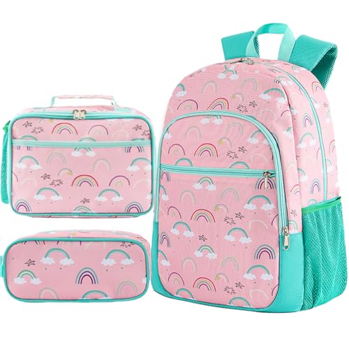 Masroo Kids Backpack for Girls and Boys 6-10, Primary School Kindergarten Backpack, Cute Kids Backpacks for Girls with Pen Bag and Lunch Bag
