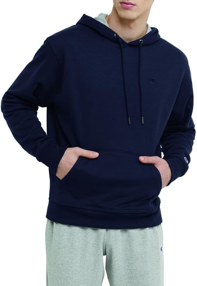 mens Hoodie, Powerblend, Fleece Striped Sweatshirt for Men (Reg. Or Big & Tall) Hooded Sweatshirt - Navy C Logo