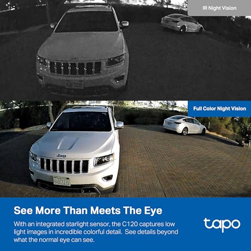 Tapo TP-Link 2K QHD Security Camera, Indoor/Outdoor, 𝟮𝟬𝟮𝟰 𝗣𝗖𝗠𝗮𝗴 𝗘𝗱𝗶𝘁𝗼𝗿'𝘀 𝗖𝗵𝗼𝗶𝗰𝗲, Color Night Vision, Free Person/Pet/Vehicle Detection, Invisible IR Mode, SD Storage, C120