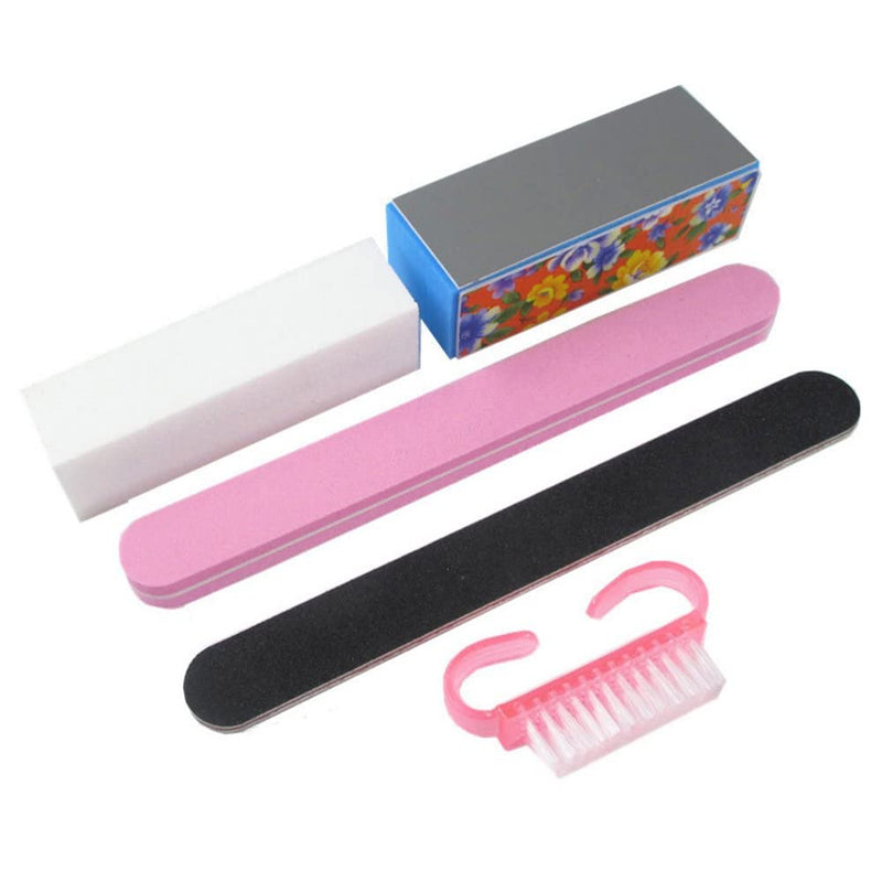 MARGOUN Nail File Set Nail Polishing File Buffer Blocks Cleaning Brush Kit Manicure Pedicure Tools Set (5 PCS Set)