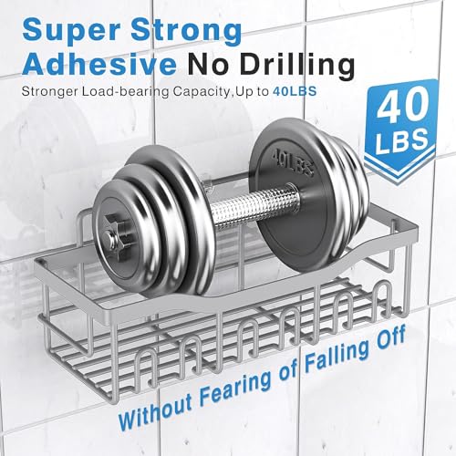 WEKOTEE Shower Caddy 4 Pack, Adhesive Shower Shelves Organizer for Bathroom Storage&Home Decor&Kitchen, Rustproof Stainless Steel Bathroom Organizer (43-05)