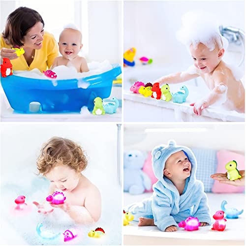 ELECDON Dinosaur Bath Toys Light-Up 6 Packs Floating Bath Toys Set for Baby Toddlers Kids in Birthday Shower Pool Bath Toys Boys Girls Children Preschool Bathtub Bathroom