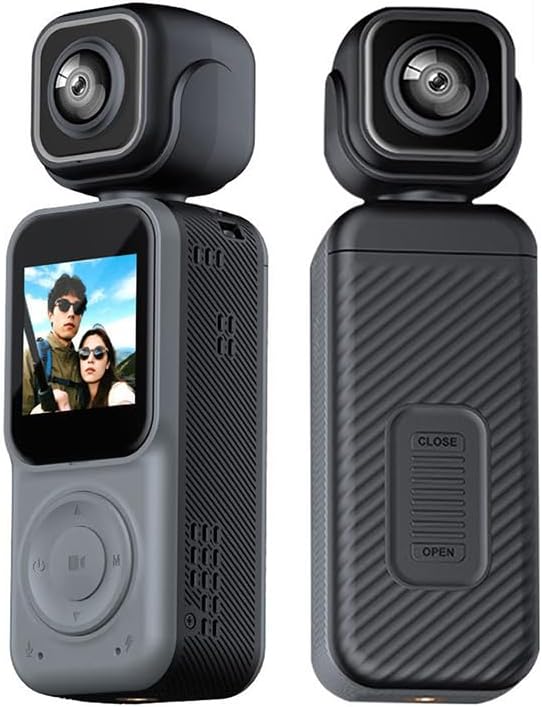 Thumb Action Camera, 4K Body Camera, Tiny Size, Handheld Action Camera Dual Lens HD 180 Degree Rotating, Small Body Camera with WiFi, Portable Vlogging, for Cycling Hiking Outdoor32GB Included
