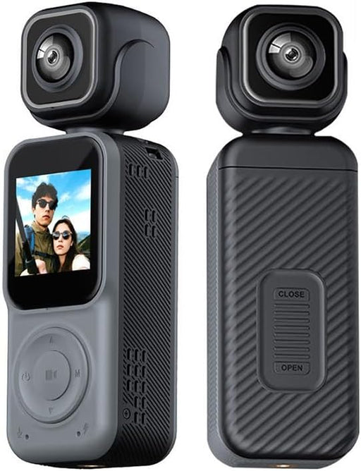 Thumb Action Camera, 4K Body Camera, Tiny Size, Handheld Action Camera Dual Lens HD 180 Degree Rotating, Small Body Camera with WiFi, Portable Vlogging, for Cycling Hiking Outdoor32GB Included