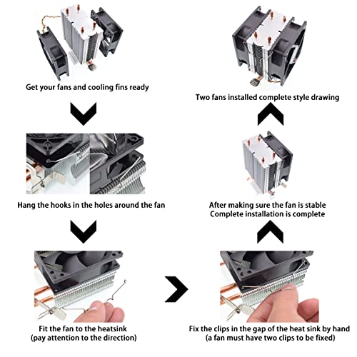 DGHAOP 4pcs Computer Mainboard CPU Radiator Fan Fixing Clip Computer Cooling Accessories, 9CM Wire Buckle Lower Hook Type