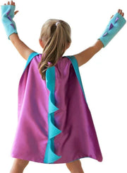 Dinosaur Dragon Cape and Gauntlets Halloween Costume Boy Girl Toddler Dress Up Clothes 3-8 Years Old - Purple