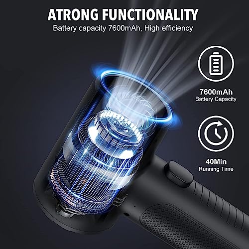 Yomile Compressed air Duster - 120000RPM 3 Speeds Electric Air Duster, 7600mAh Battery Cordless Dust Blower for Keyboard Cleaner,Rechargeable Air Blower AIC Can for Office Computers